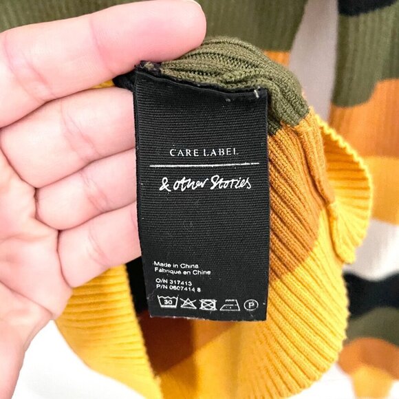 Stockholm Atelier & Other Stories Fall Striped Balloon Sleeve Sweater Size XS - Picture 3 of 5